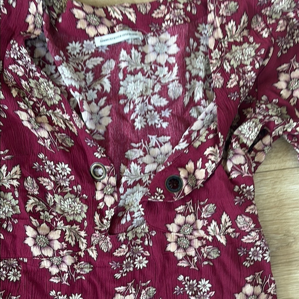 American Eagle Outfitters Red Long Sleeve Wrap Dress - Picture 2 of 13